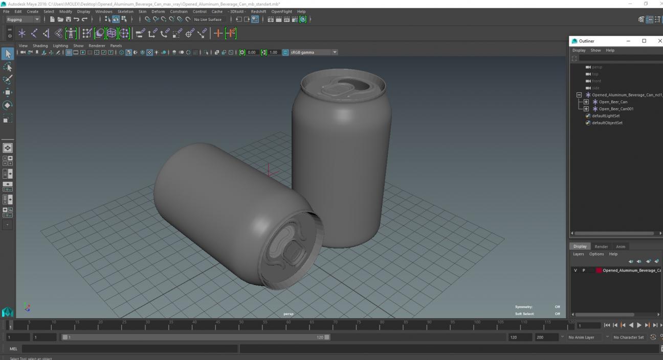 3D Opened Aluminum Beverage Can model