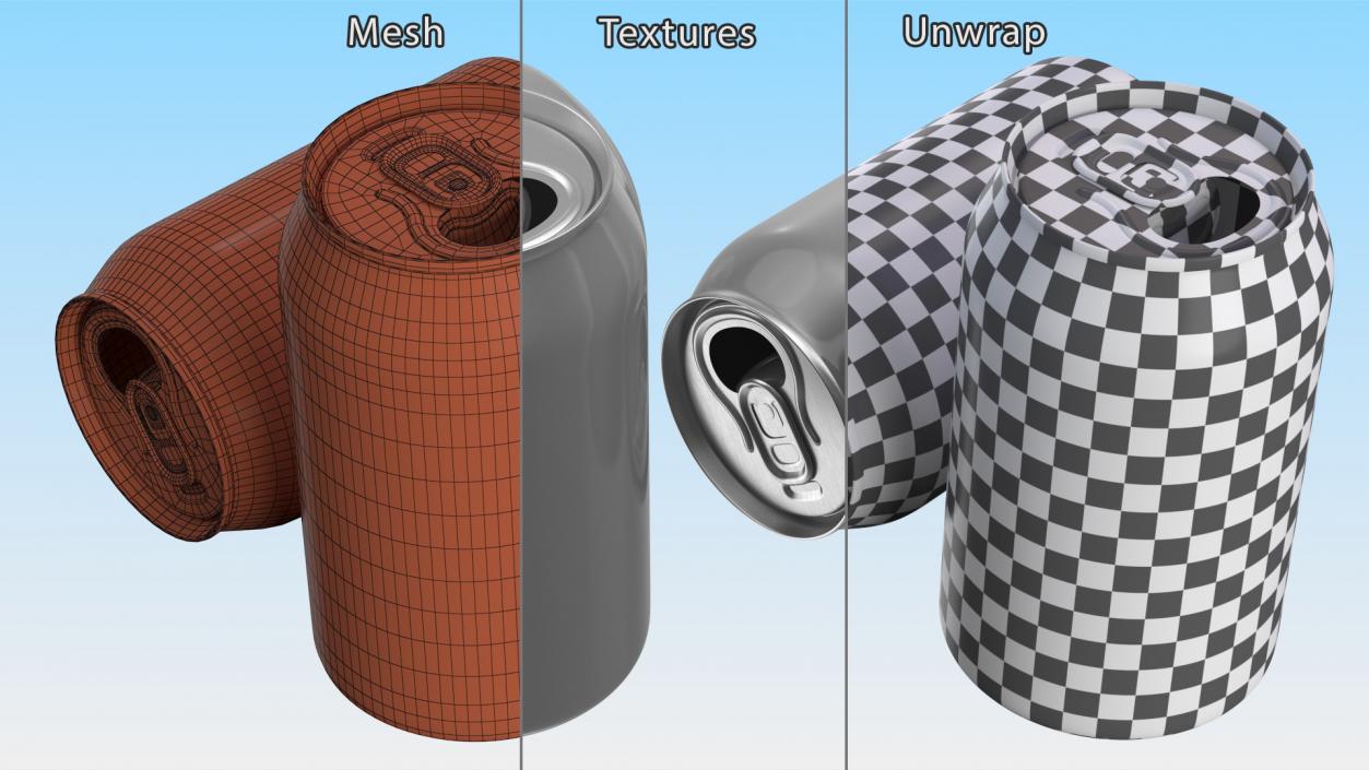 3D Opened Aluminum Beverage Can model