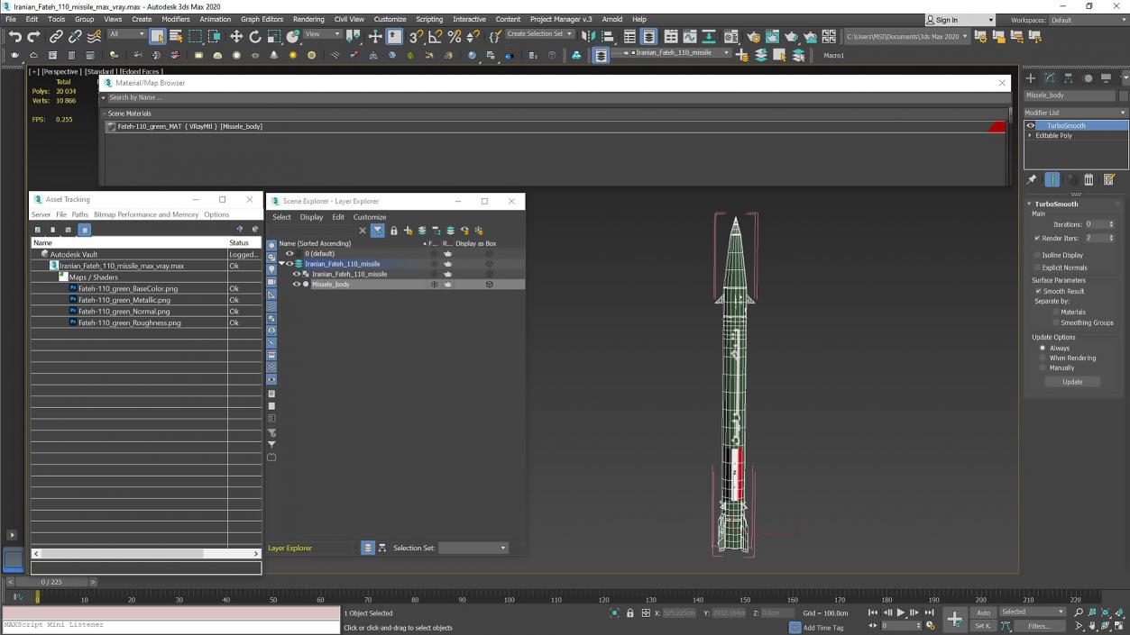 3D model Iranian Fateh-110 Missile