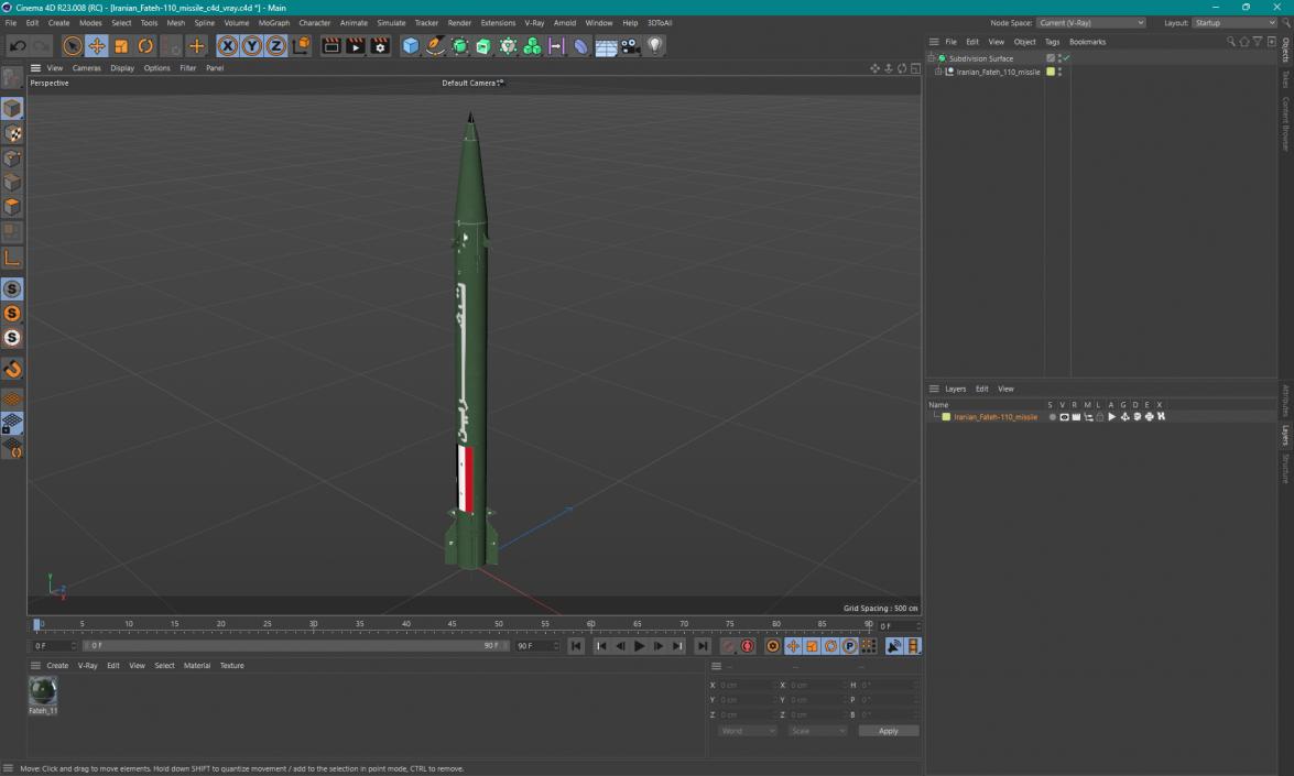 3D model Iranian Fateh-110 Missile