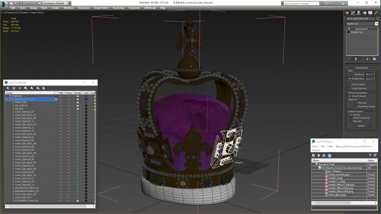 3D model St Edwards Crown Fur