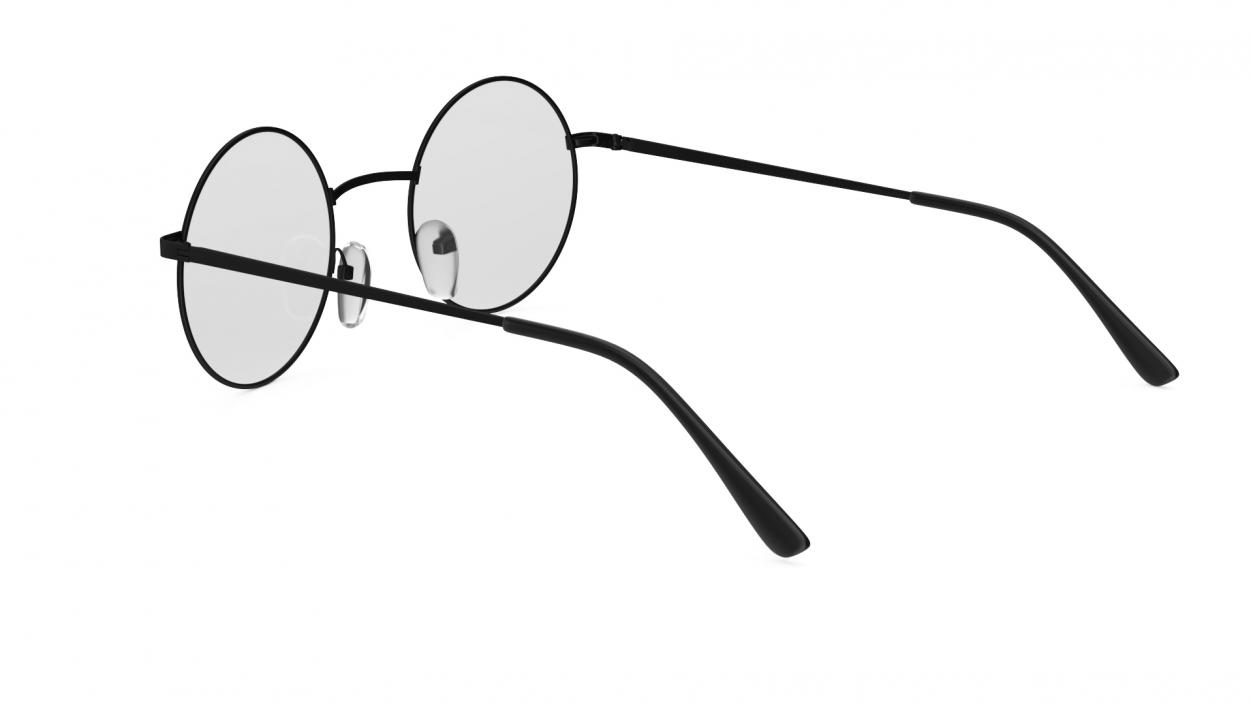 Round Circle Black Frame Glasses 3D