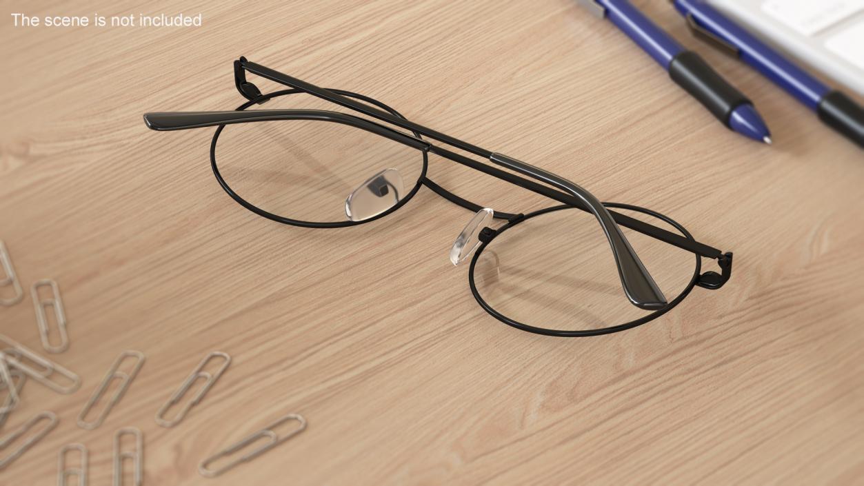 Round Circle Black Frame Glasses 3D