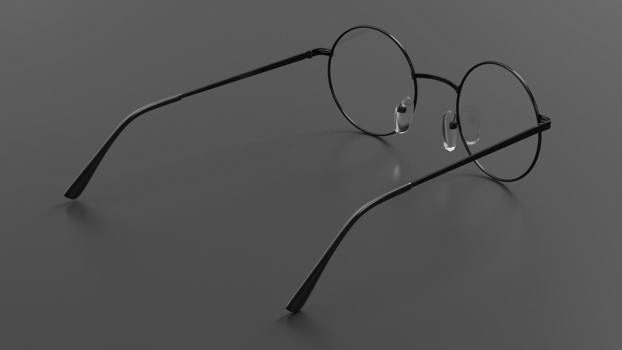 Round Circle Black Frame Glasses 3D