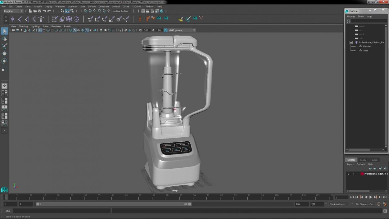 Professional Kitchen Blender White 3D model