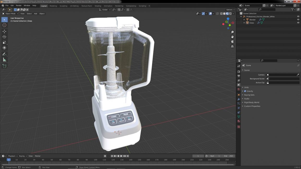 Professional Kitchen Blender White 3D model