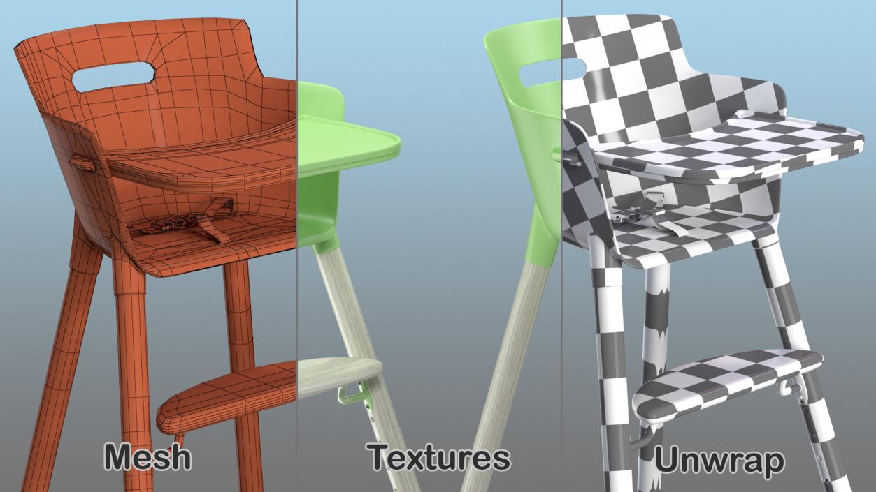 3D Baby Dining Highchair