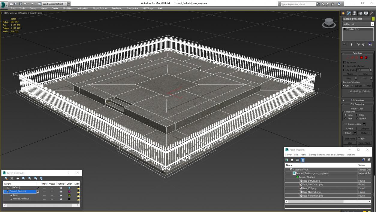 3D model Fenced Pedestal