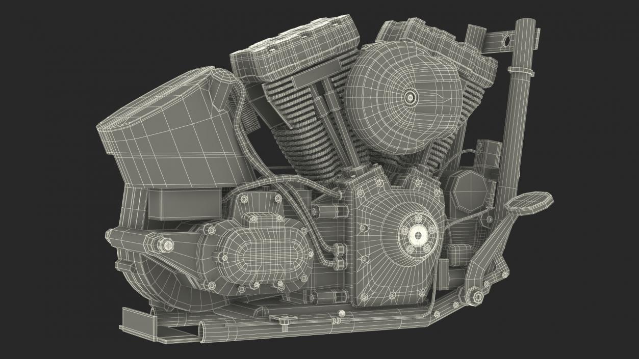 V-Twin Motorcycle Engine 3D model