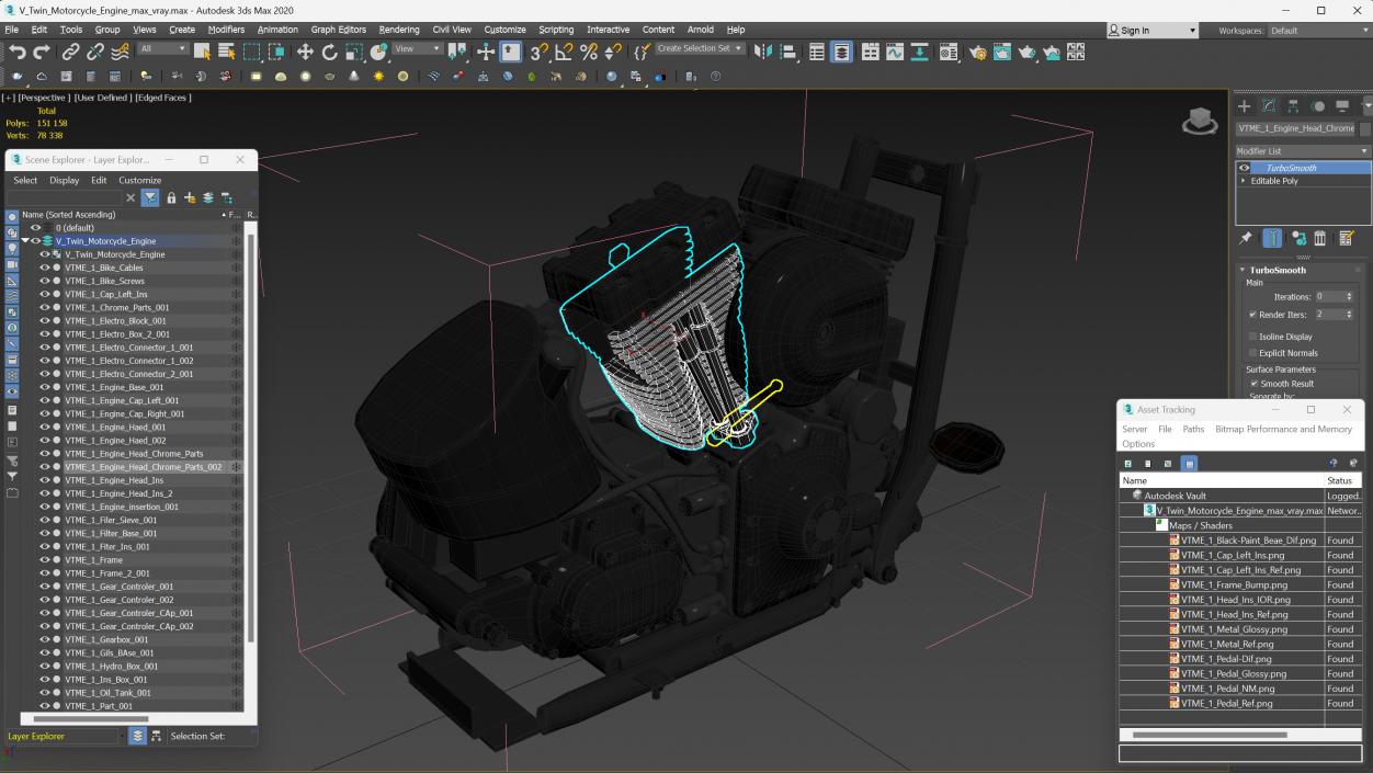 V-Twin Motorcycle Engine 3D model