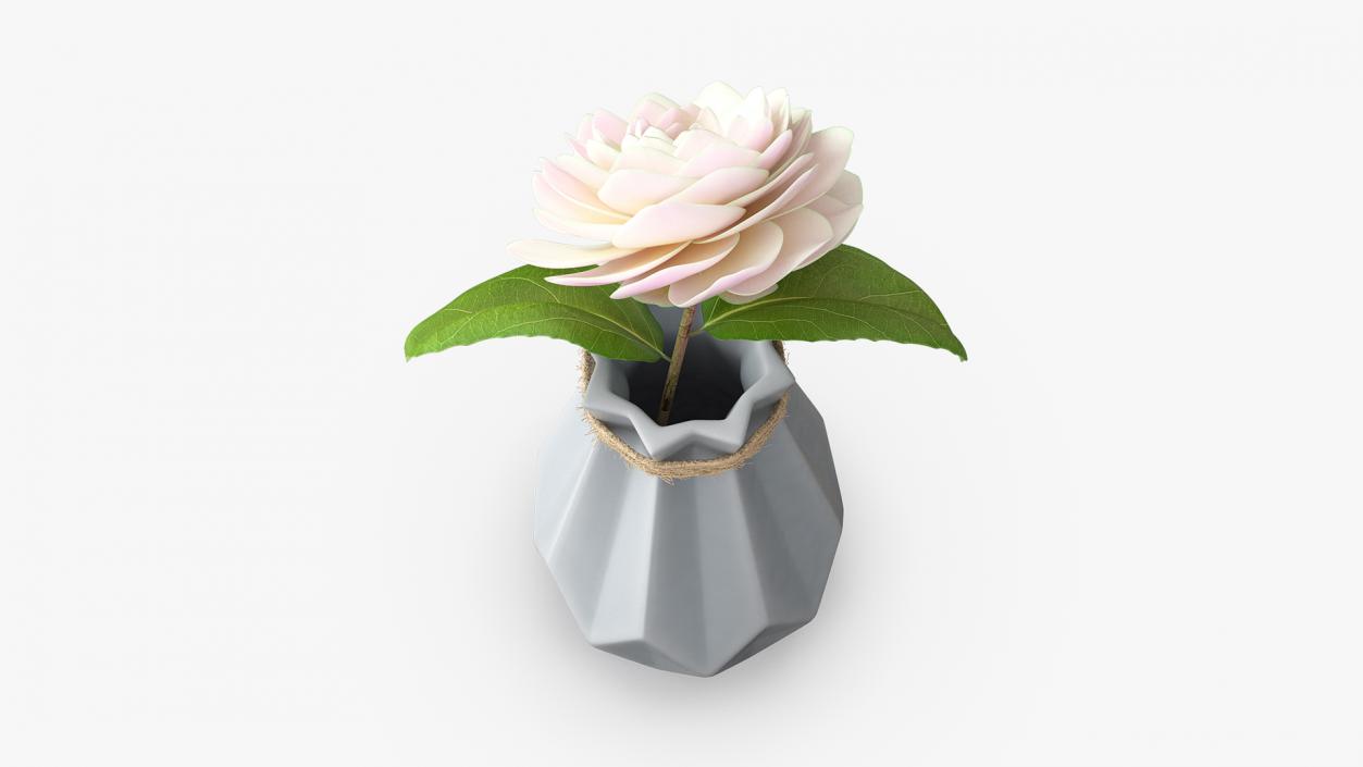 3D Diamond Shape Vase with Camelia Flower model