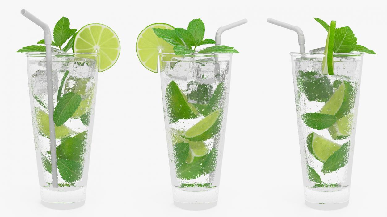 Glass of Mojito Cocktail 3D model