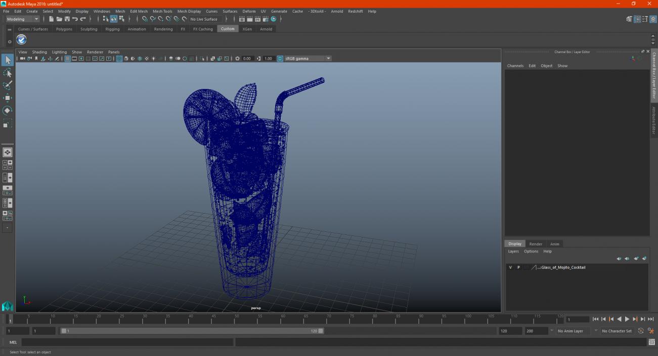 Glass of Mojito Cocktail 3D model