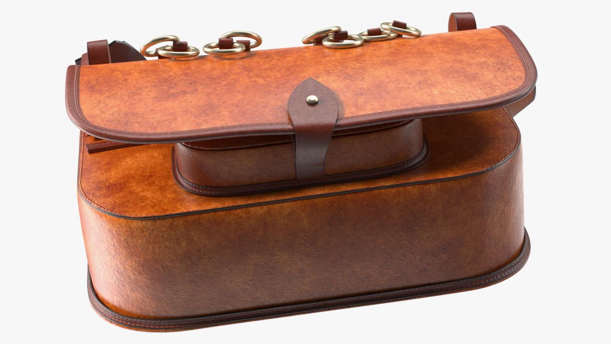 Brown Leather Hunting Shoulder Bag 3D model