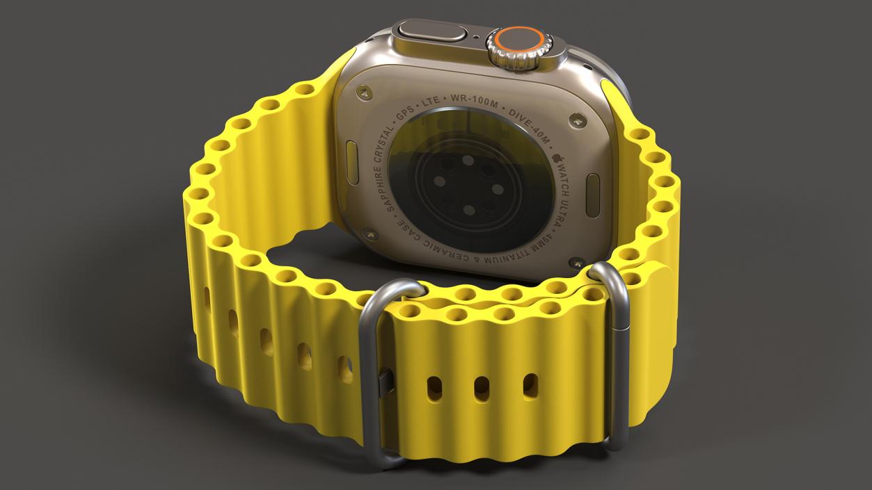 3D model Apple Watch Ultra Ocean Band Yellow