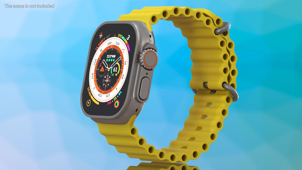 3D model Apple Watch Ultra Ocean Band Yellow