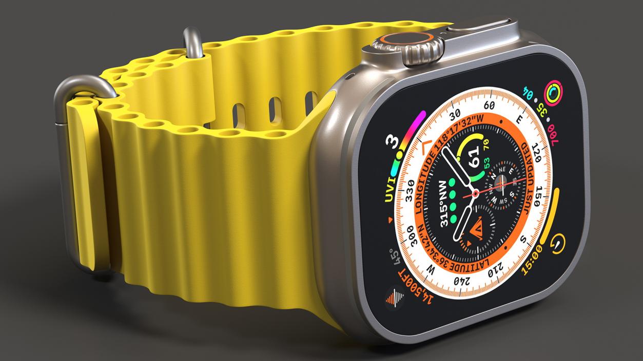 3D model Apple Watch Ultra Ocean Band Yellow