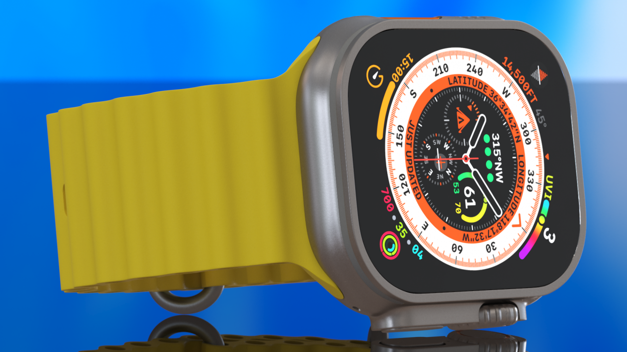 3D model Apple Watch Ultra Ocean Band Yellow