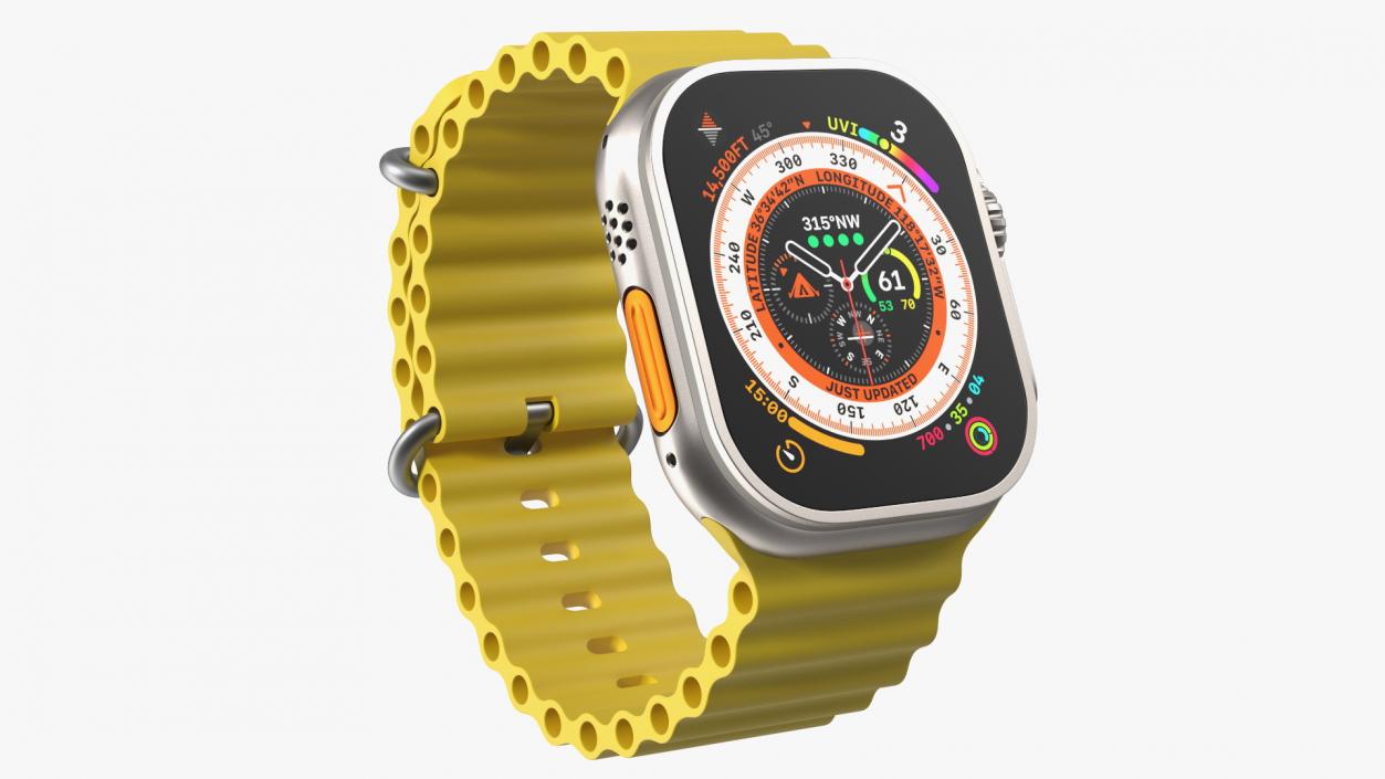 3D model Apple Watch Ultra Ocean Band Yellow