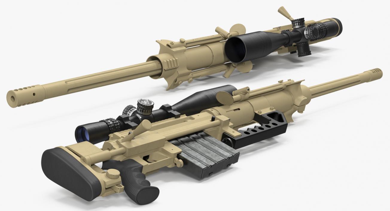 3D model CheyTac M200 Long Range Sniper Rifle System Desert