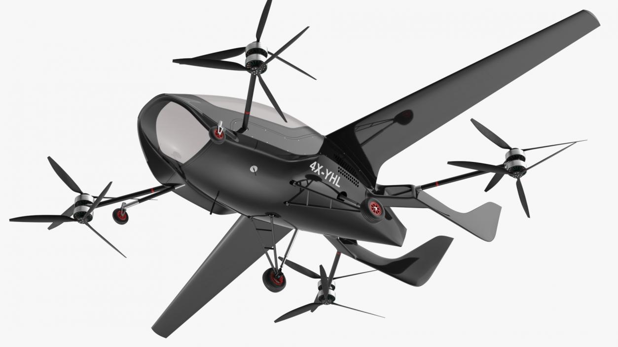 Personal Air Vehicle eVTOL Air One Black Rigged 3D