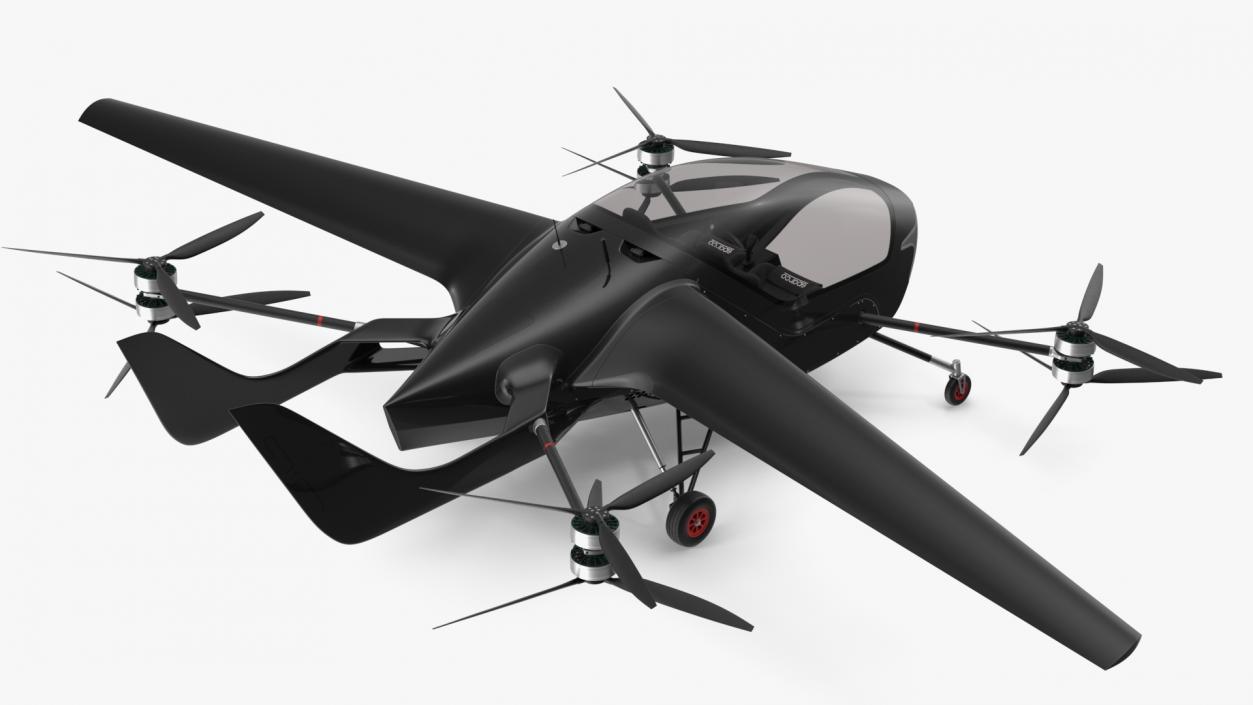 Personal Air Vehicle eVTOL Air One Black Rigged 3D