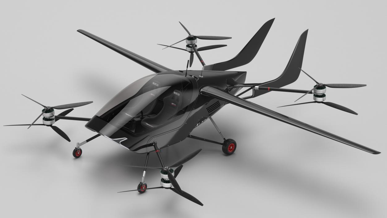 Personal Air Vehicle eVTOL Air One Black Rigged 3D