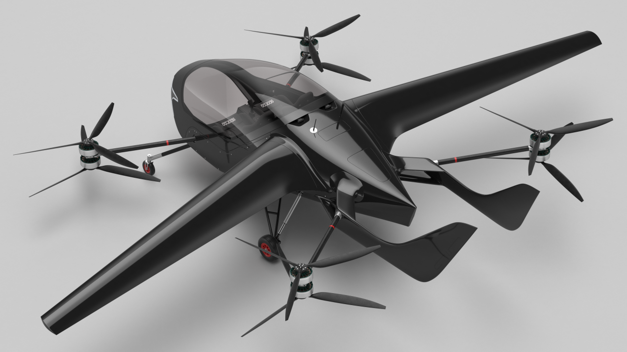 Personal Air Vehicle eVTOL Air One Black Rigged 3D