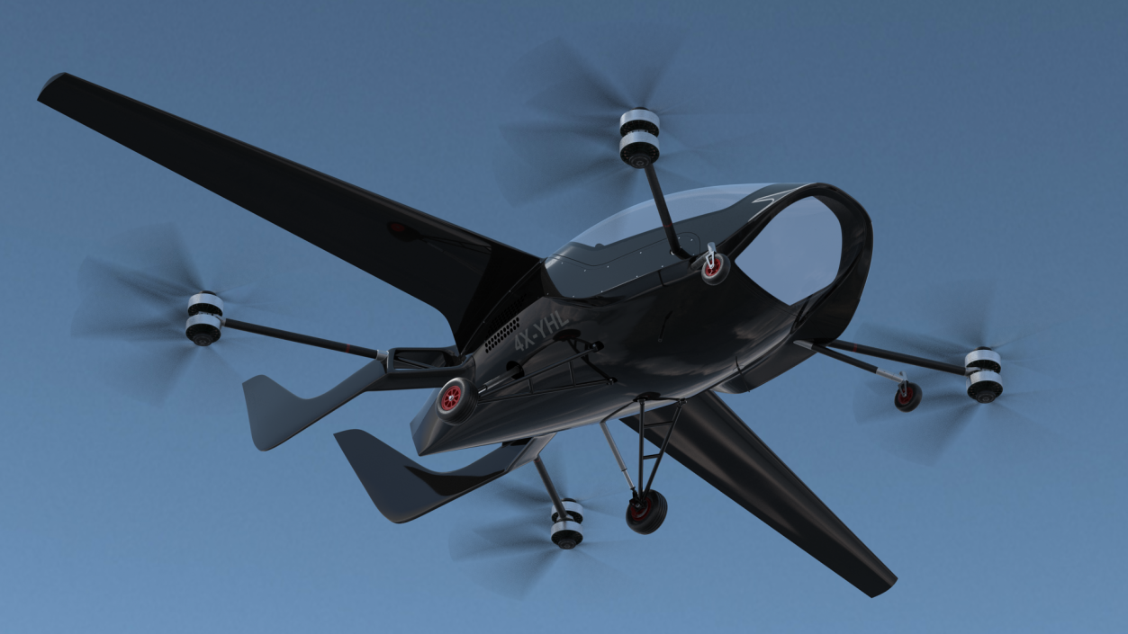 Personal Air Vehicle eVTOL Air One Black Rigged 3D