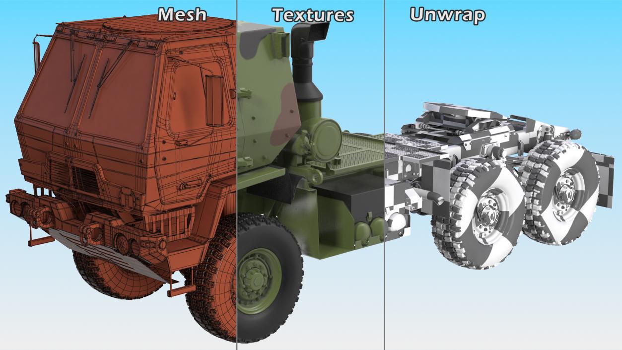 3D Oshkosh FMTV 5 Ton Tractor Camo Rigged model