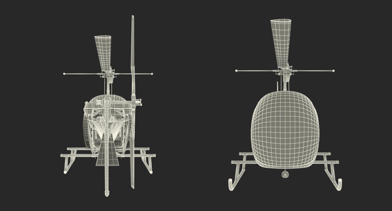 3D Light Helicopter Bell 47 Millitary Rigged