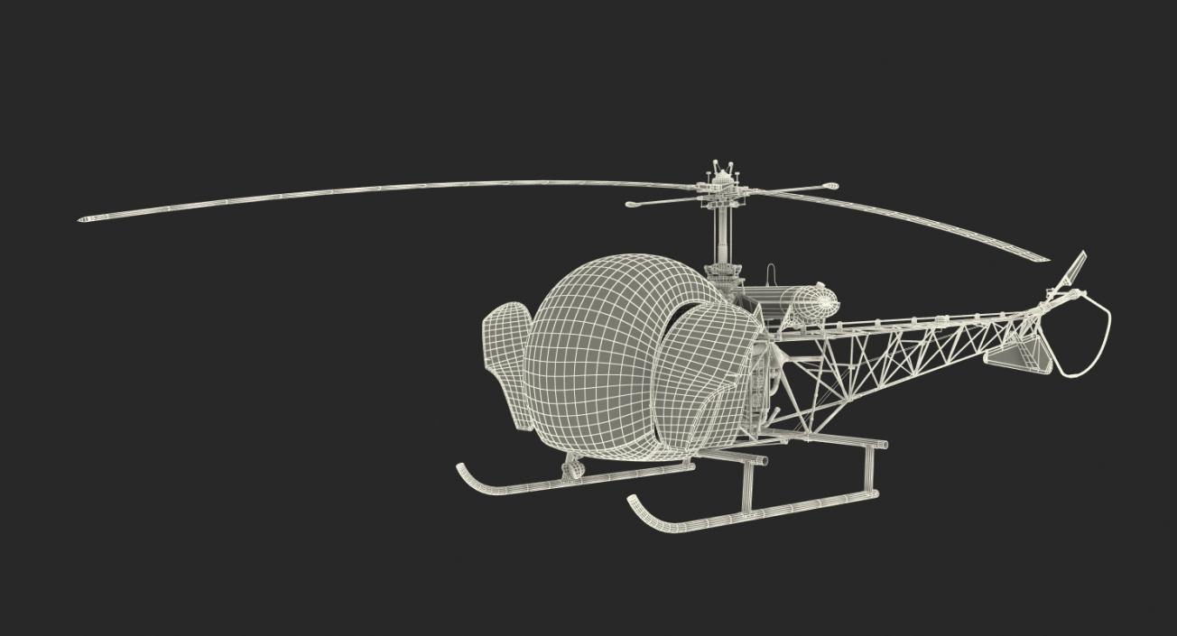 3D Light Helicopter Bell 47 Millitary Rigged