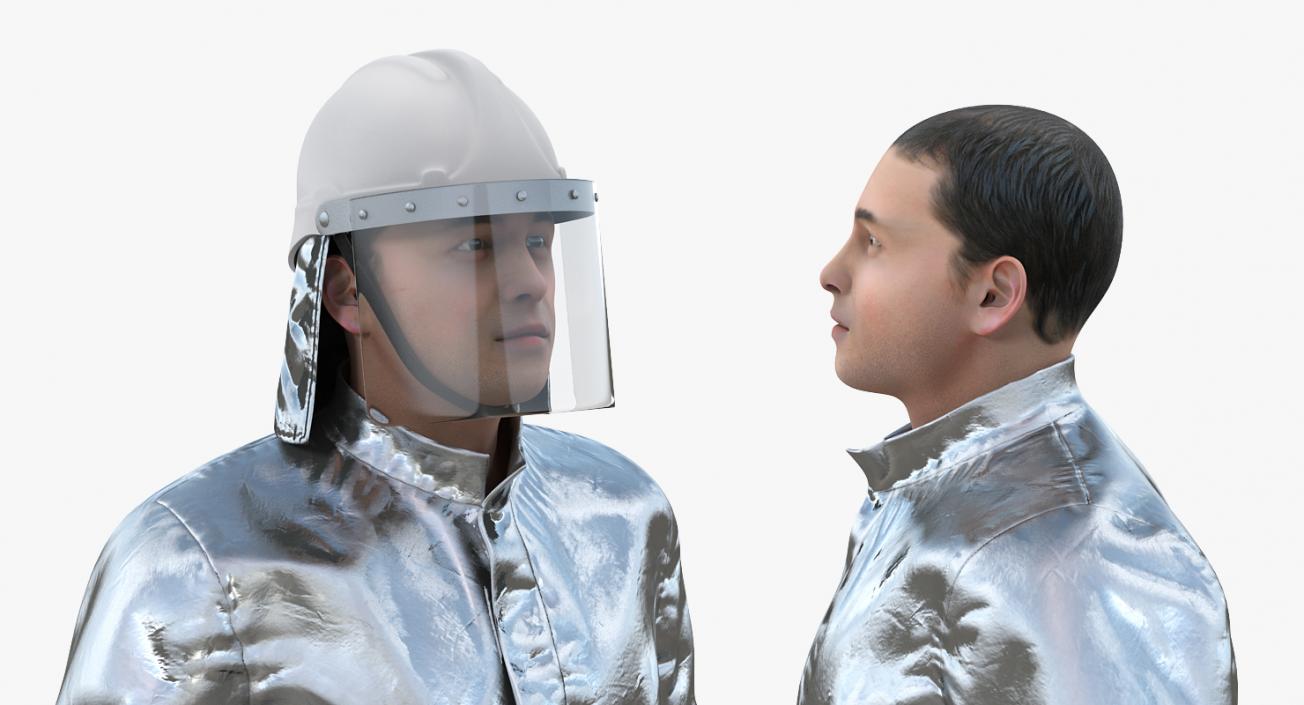 Firefighter Wearing Aluminized Fire Proximity Suit Rigged 3D