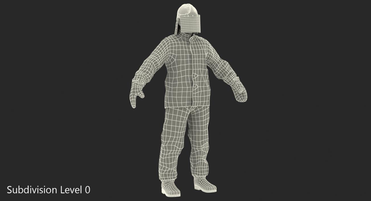 Firefighter Wearing Aluminized Fire Proximity Suit Rigged 3D