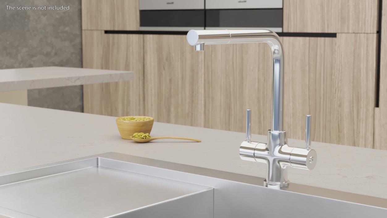 3D model Angular Dual Lever Sink Mixer Tap Chrome