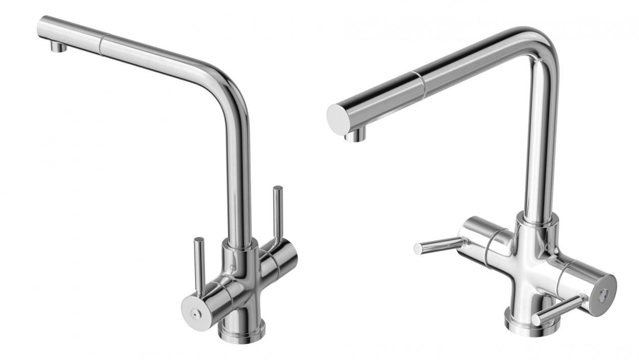 3D model Angular Dual Lever Sink Mixer Tap Chrome