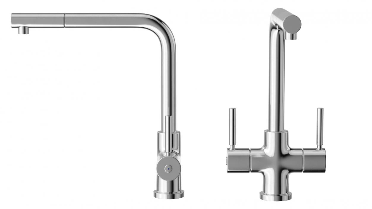 3D model Angular Dual Lever Sink Mixer Tap Chrome