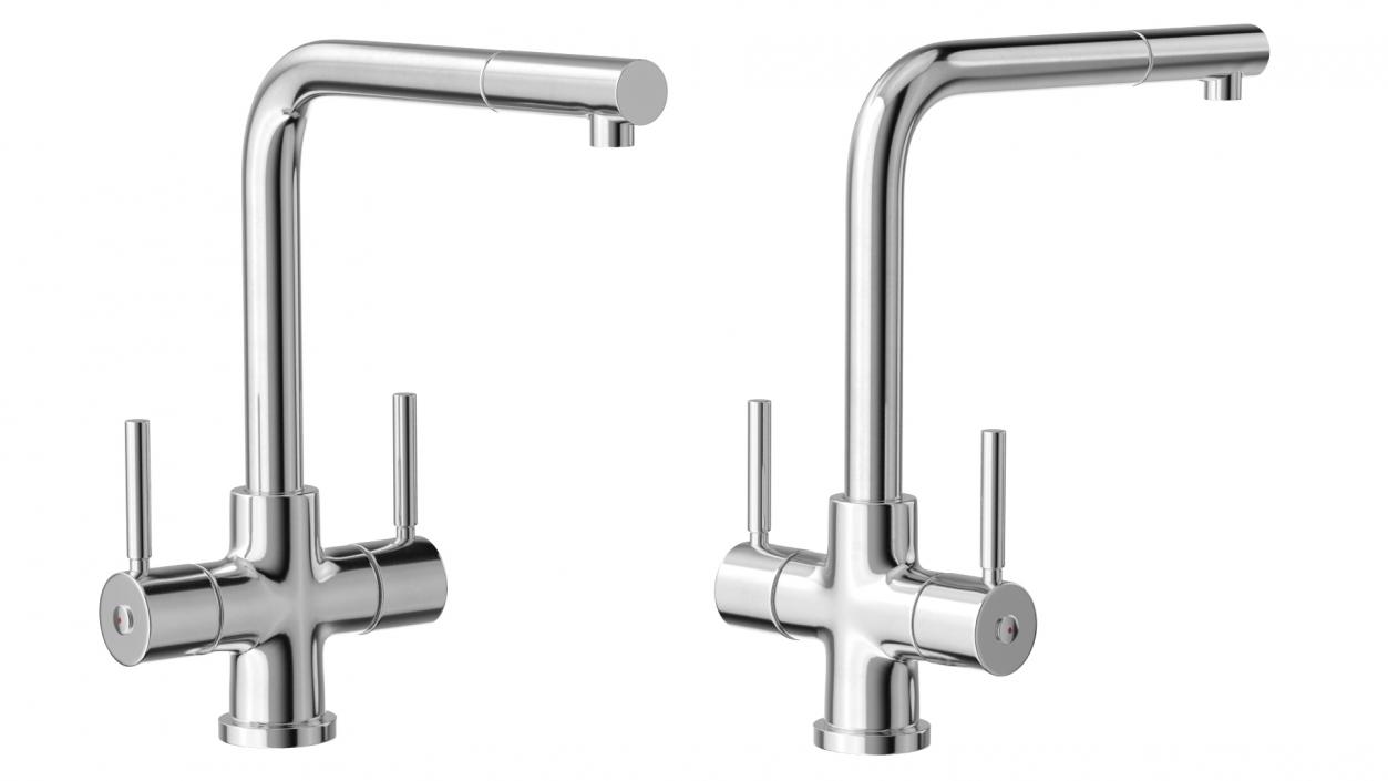 3D model Angular Dual Lever Sink Mixer Tap Chrome