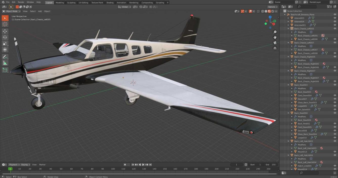 Beechcraft Bonanza Plane 3D model