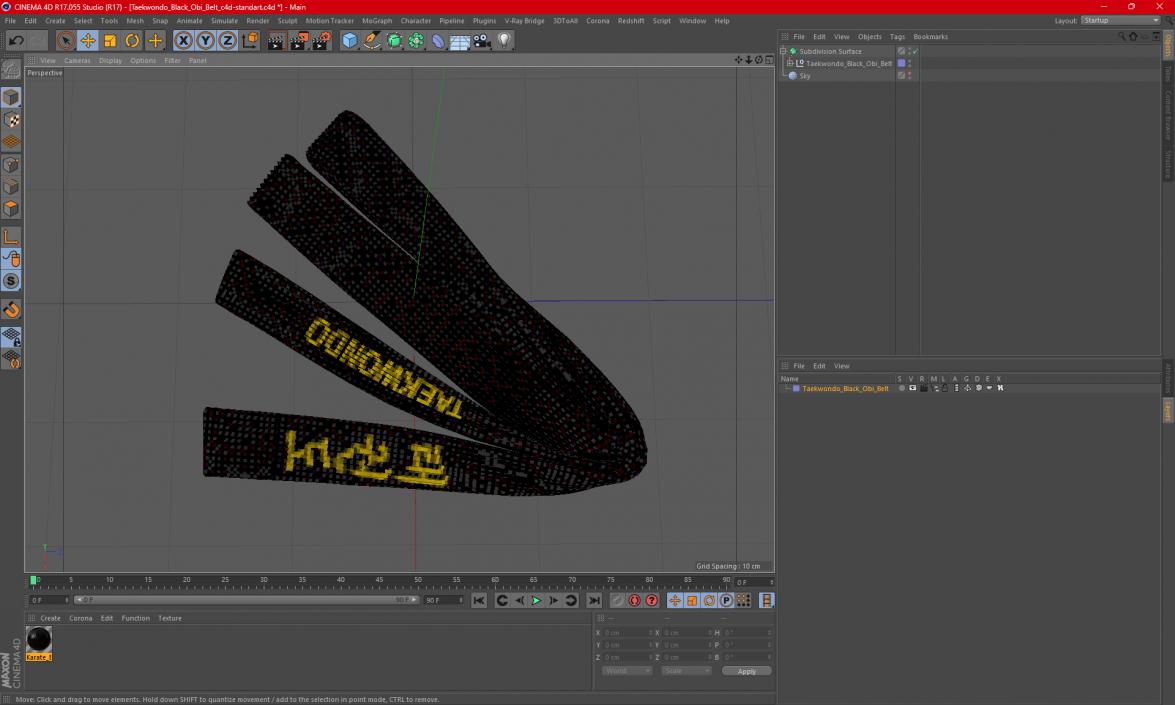 Taekwondo Black Obi Belt 3D model