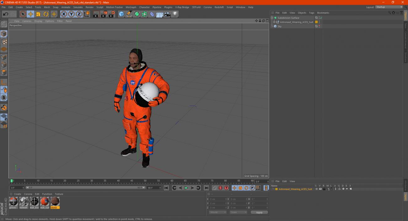 Astronaut Wearing ACES Suit 3D