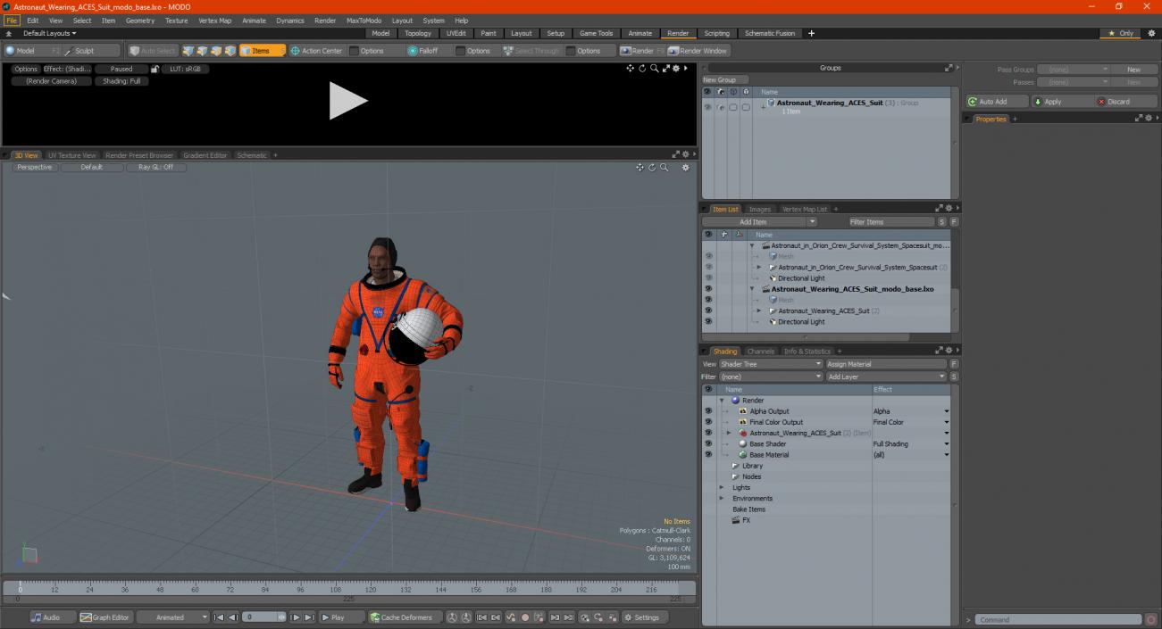 Astronaut Wearing ACES Suit 3D