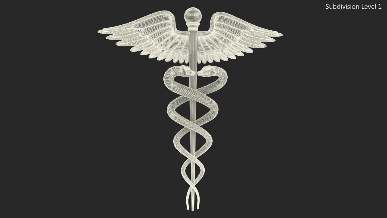 3D Caduceus Medical Symbol model