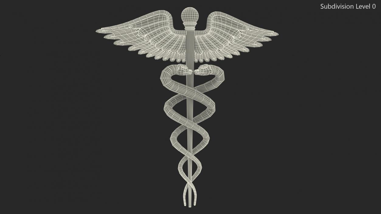 3D Caduceus Medical Symbol model