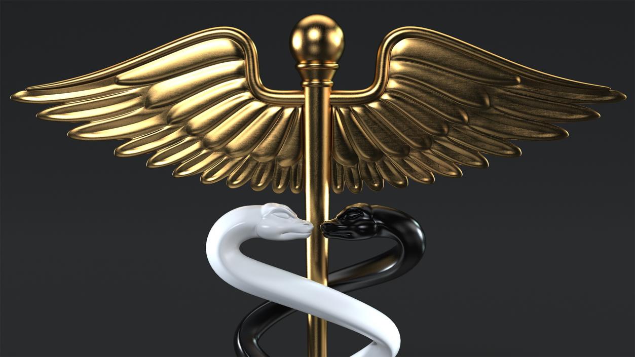 3D Caduceus Medical Symbol model