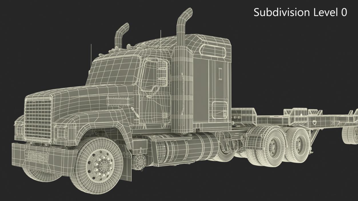 3D Freight Truck with Container Trailer