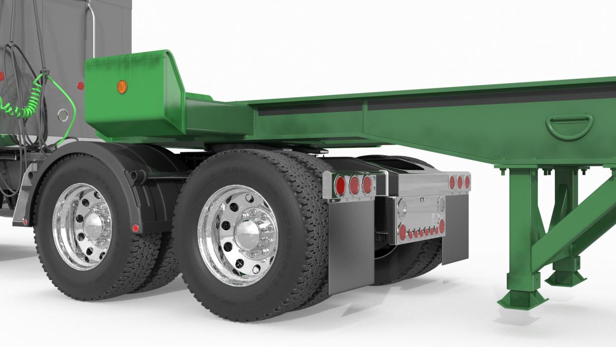 3D Freight Truck with Container Trailer