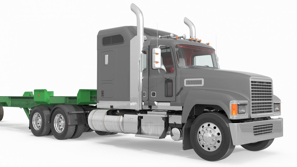 3D Freight Truck with Container Trailer