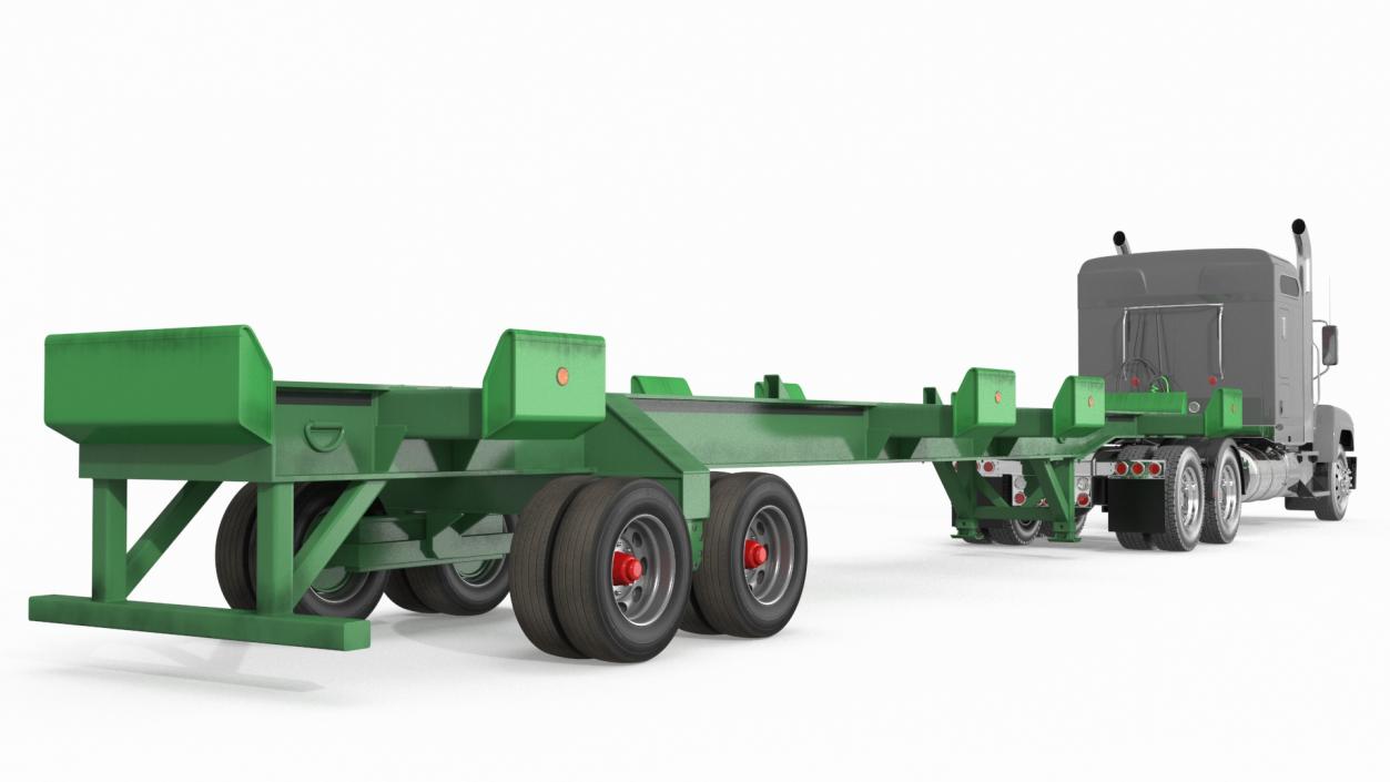 3D Freight Truck with Container Trailer