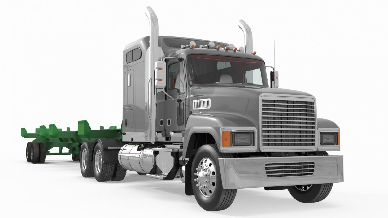 3D Freight Truck with Container Trailer